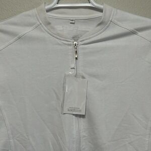 Scrub Jacket  Full Zip Track Jacket Womens L White Cotton Blend Activewear NWT